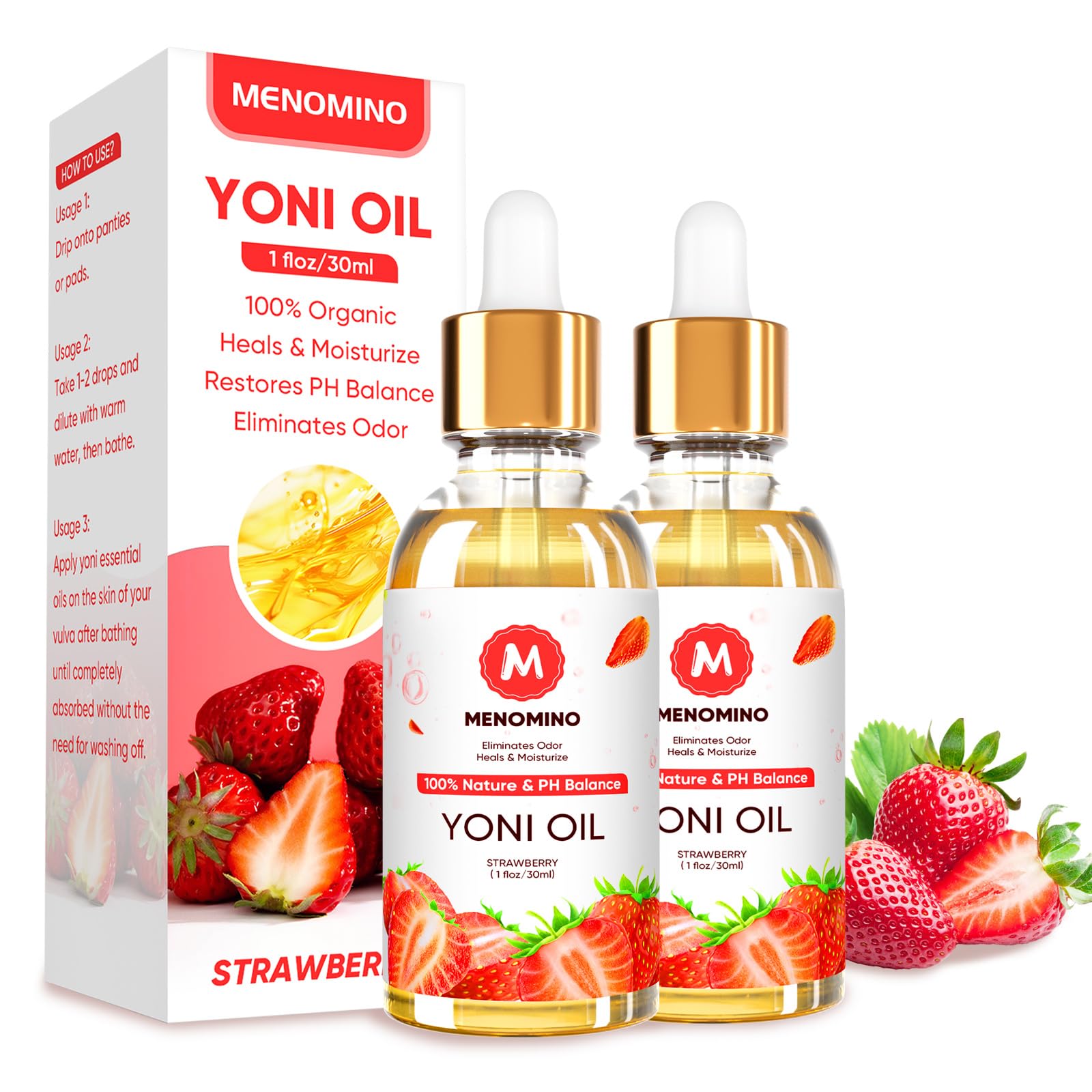 2 Pack Yoni Oil Feminine Oil for Women pH Balance - Feminine Deodorant - Vaginal Moisturizer - Eliminates Odor MENOMINO