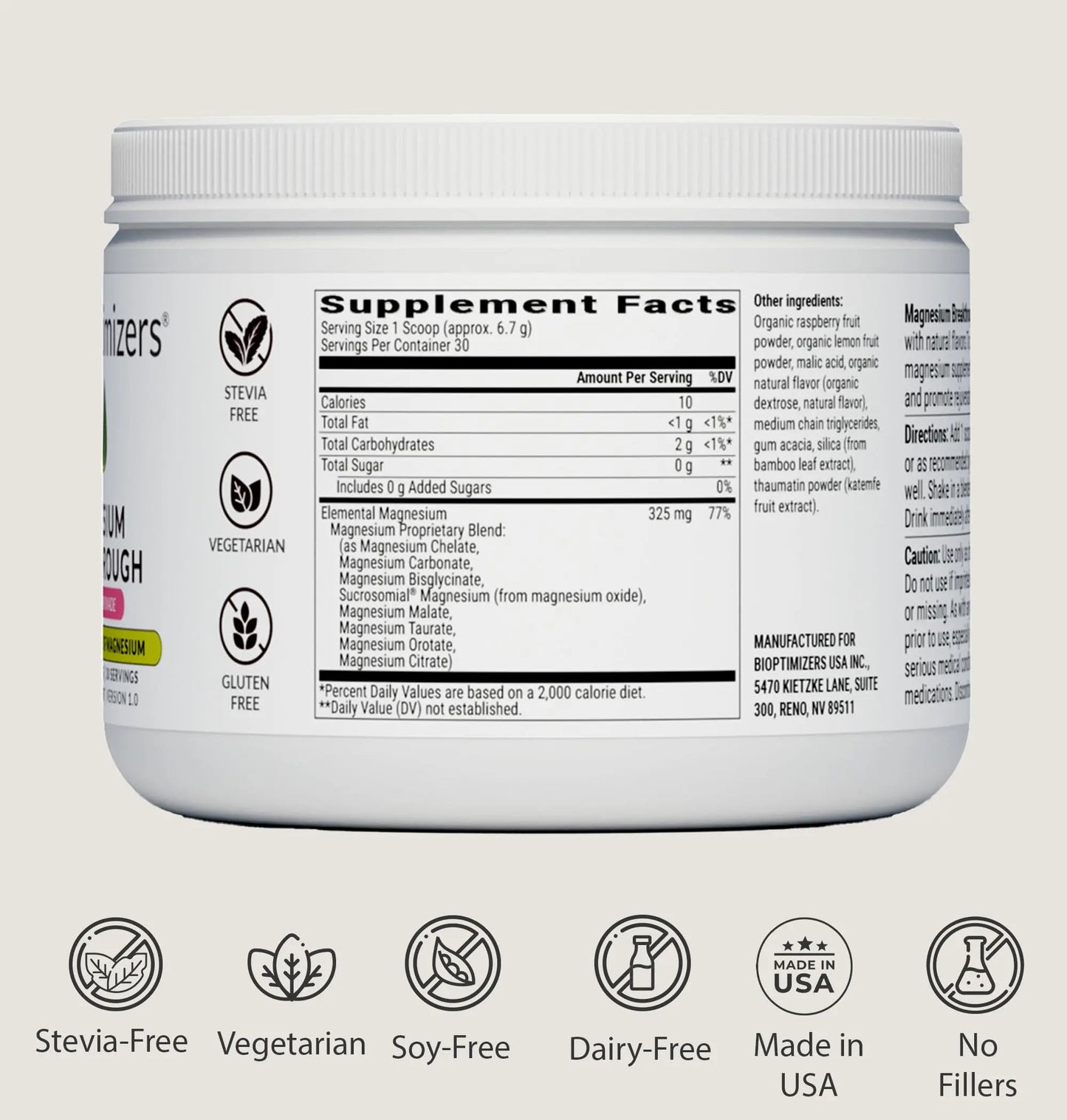 BIOptimizers Magnesium Breakthrough Drink - 8 Forms of Magnesium, Electrolytes, Sleep Health, Stress, Muscle Recovery, Heart Support | Glycinate, BIOptimizers