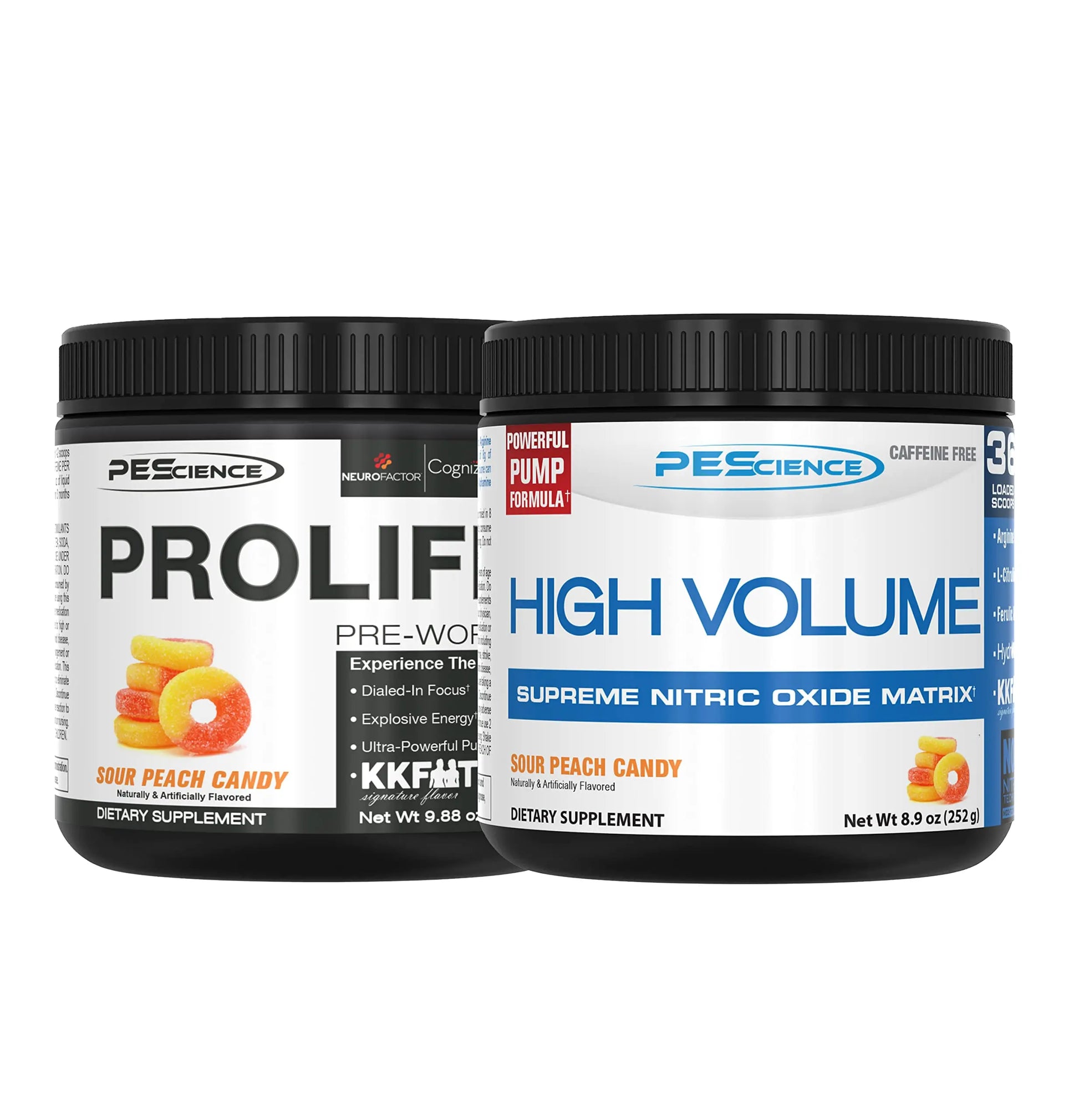 PEScience High Volume + Prolific Pre-Workout Stack, Powerful Nitric Oxide & Energy PEScience