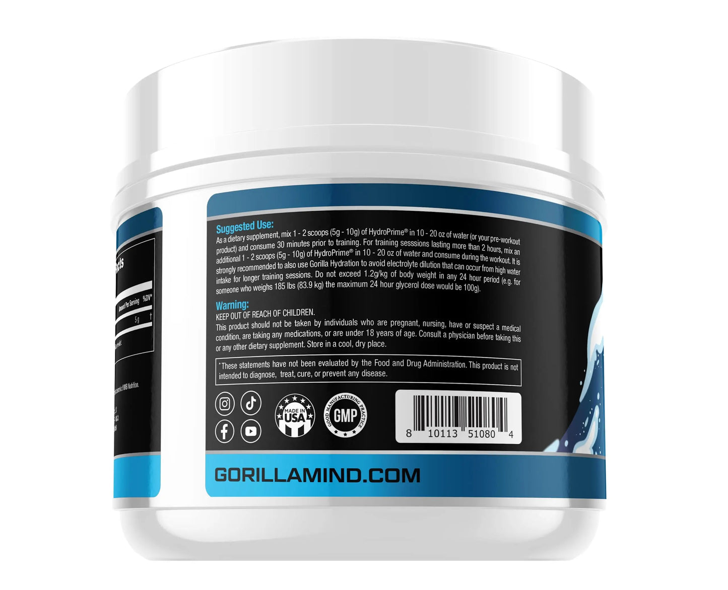 Gorilla Mind Hydroprime Glycerol Pre-Workout - Hydrating Pre-Workout Formula for Intense Gorilla Mind