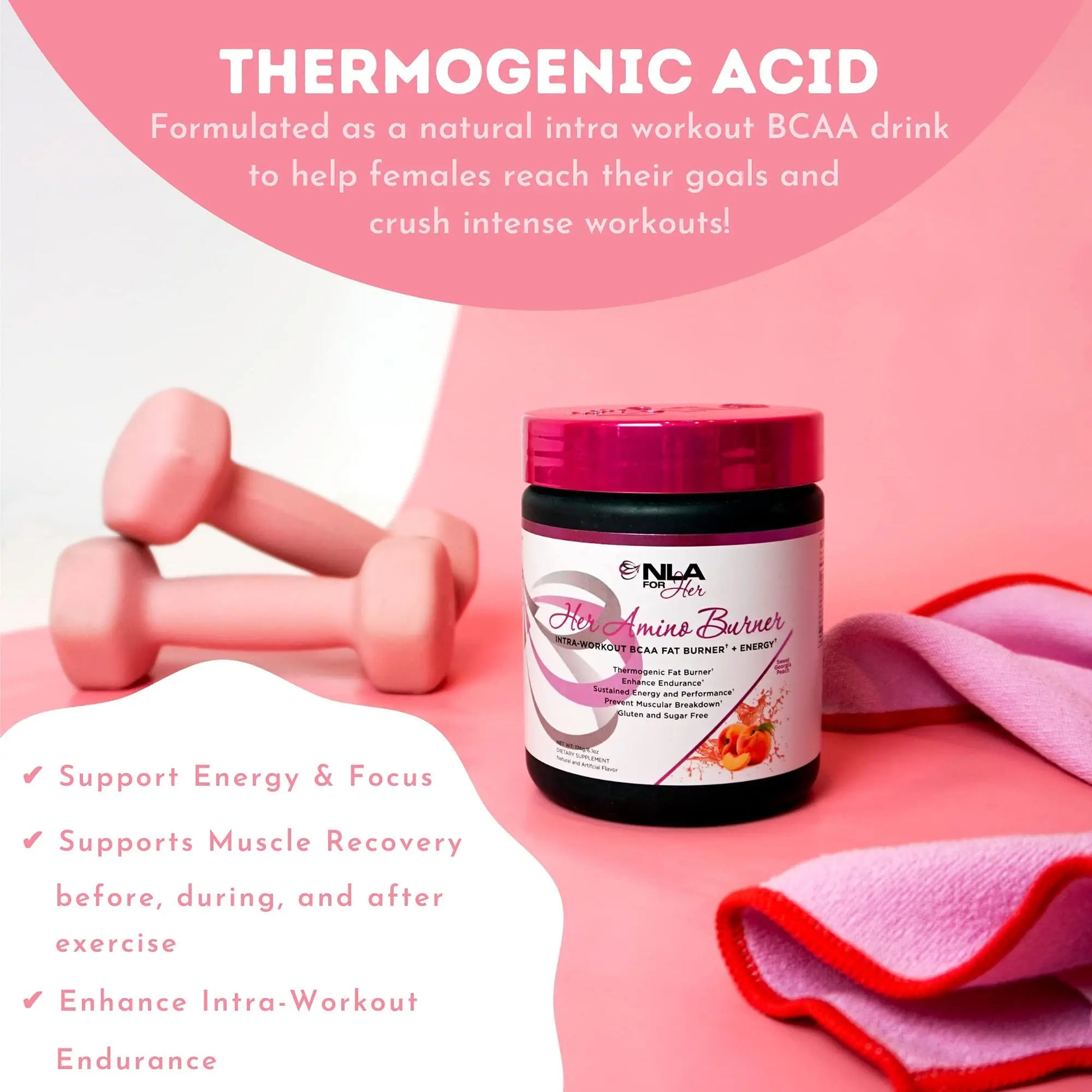 NLA for Her Pre/Intra Workout Stack (Includes Her Thermogenic Amino Georgia Peach NLA for Her