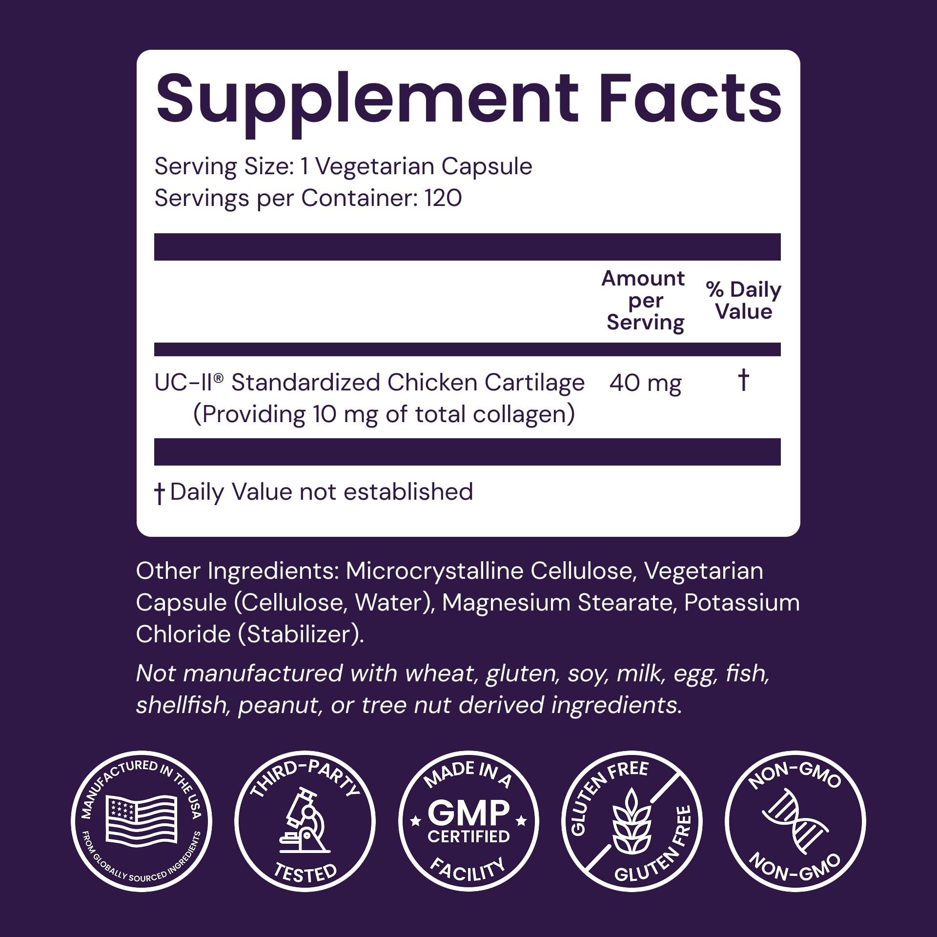 Healthy Origins UC-II 40 mg (Undenatured Type II Collagen, Non-GMO, Gluten Free, Joint Support), 120 Veggie Caps Healthy OriginsBuy Supplements Australia