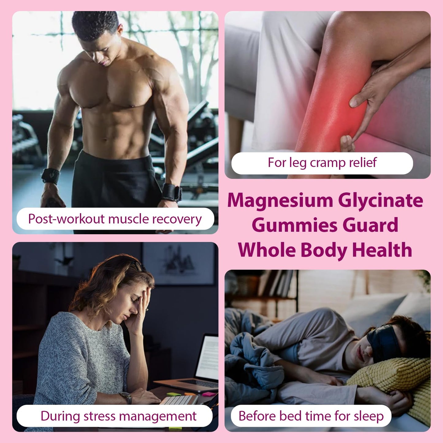 Magnesium Glycinate Gummies 400mg, Chewable Sugar Free Magnesium Supplement with Magnesium Glycinate, Magnesium Malate and Protein for Sleep, Relaxation, Brain & Muscle - Vegan (60 Count, Raspberry) FitfidoBuy Supplements Australia