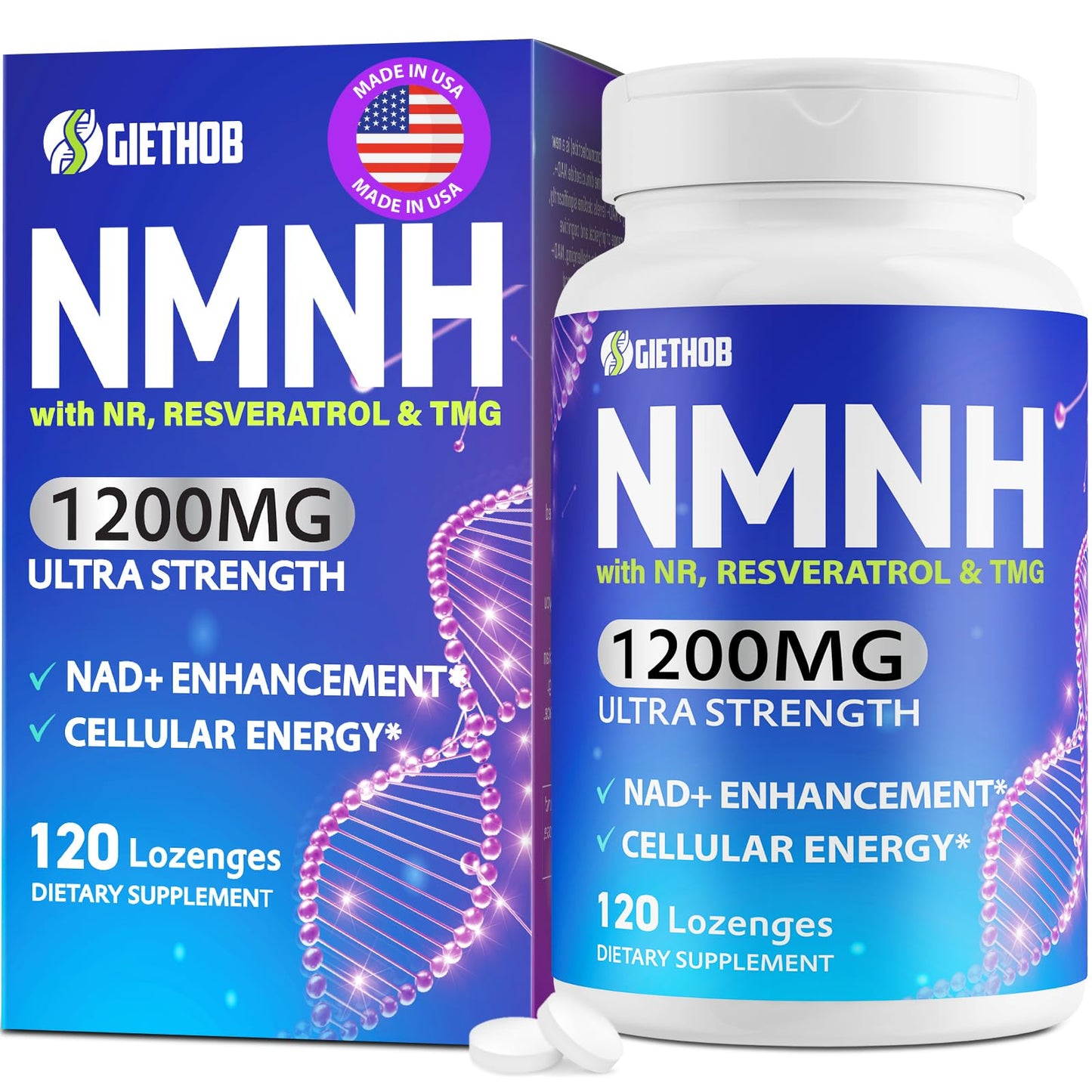 Wriayrui Sublingual NMNH (Dihydronicotinamide Mononucleotide), NMN Supplement Alternative, NAD+ Levels as We Age, Anti-Aging, Energy, NAD Resveratrol Supplement with w/NR, Resveratrol & TMG 120 Count WriayruiBuy Supplements Australia