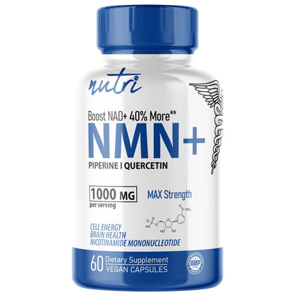 NMN Supplement 1000mg NAD Supplement - Nutri Ultra High Absorption Stabilized NMN Nicotinamide Mononucleotide, 40% More NAD+ with Quercetin Phytosome & Black Pepper - mnm supplement (60 Capsules) Nature's FusionsBuy Supplements Australia
