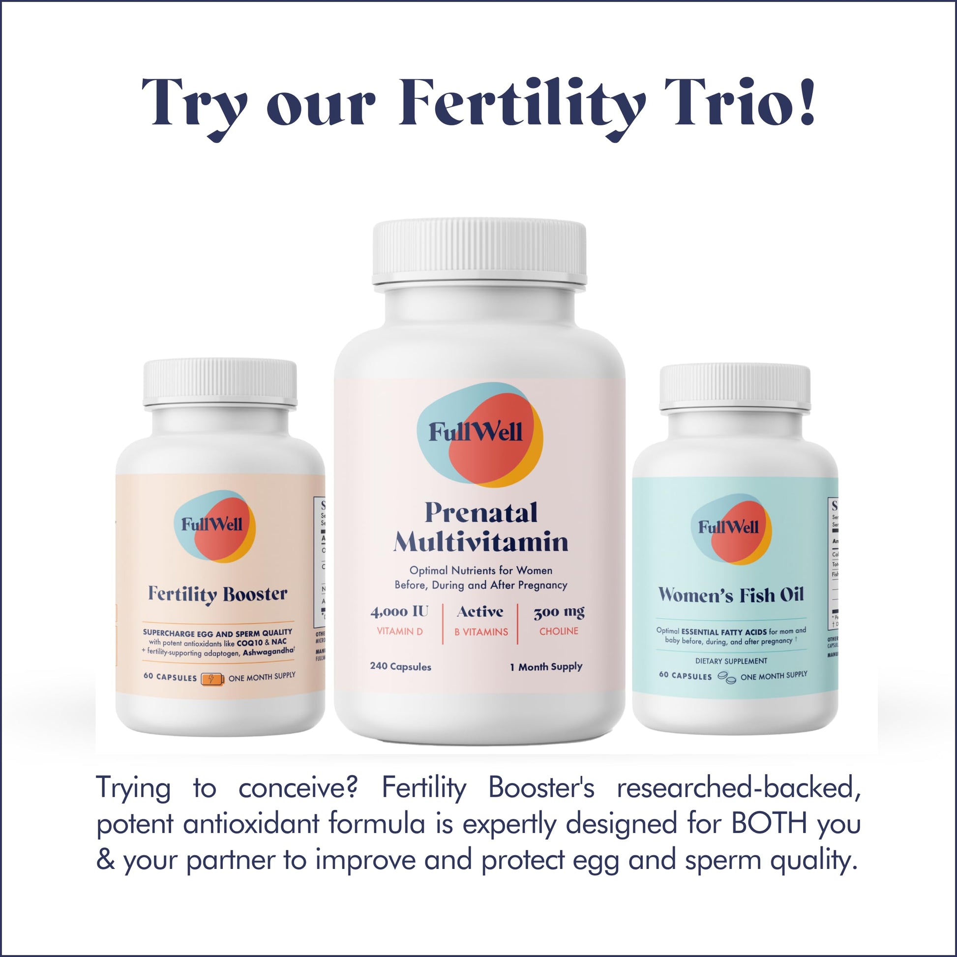 FullWell Prenatal Vitamin + DHA | Omega 3 Fish Oil with DHA & EPA for Brain Development & Nervous FullWell