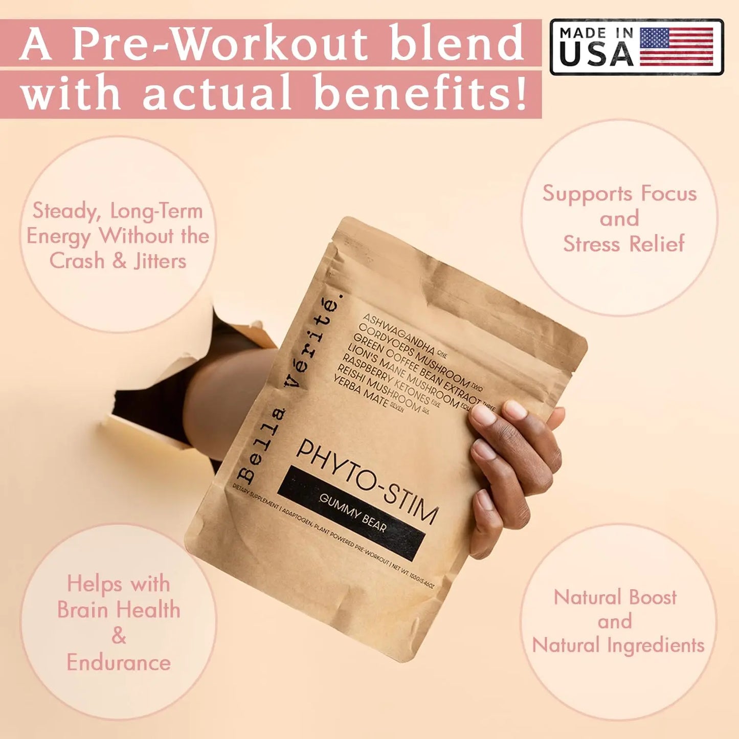 Bella Vérité Phyto Stim | Natural Pre Workout Powder | Yerba Mate and Ashwagandha Bella Vérité.