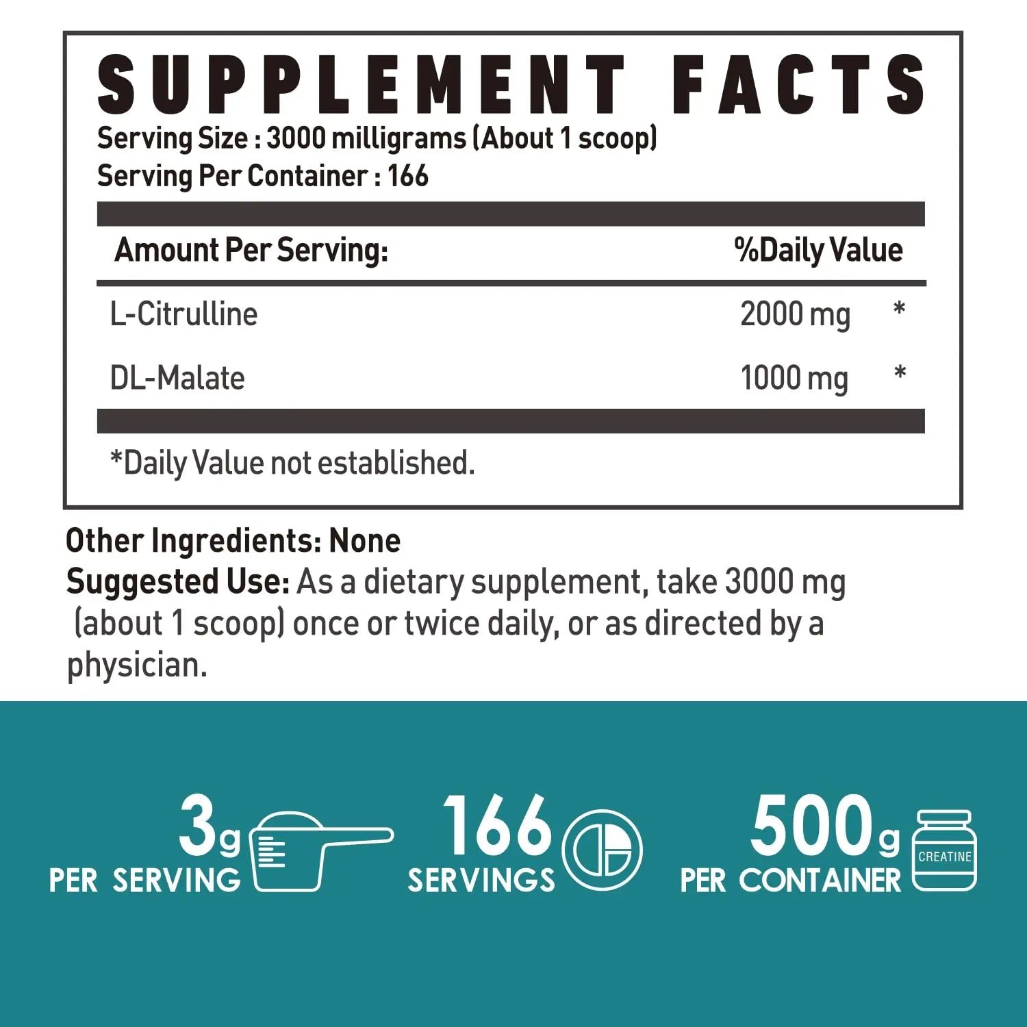 L-Citrulline Dl-Malate 2:1 Powder 500g, Pure L Citrulline Malate Supplement Preworkout NUTRI POTENTIA