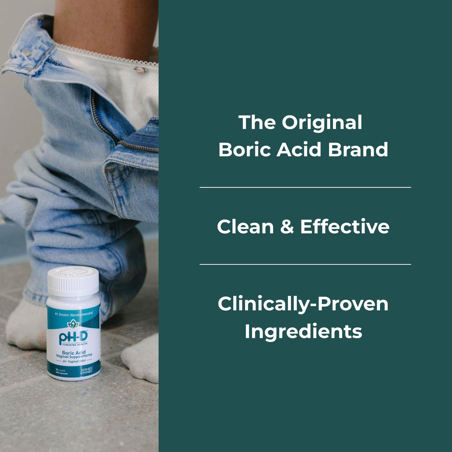 pH-D Feminine Health Support - Boric Acid Starter Bundle - pH-D Boric Acid Vaginal Suppositories 24 Count and 5 Vaginal Suppository Applicators pH-D Feminine Health SupportBuy Supplements Australia