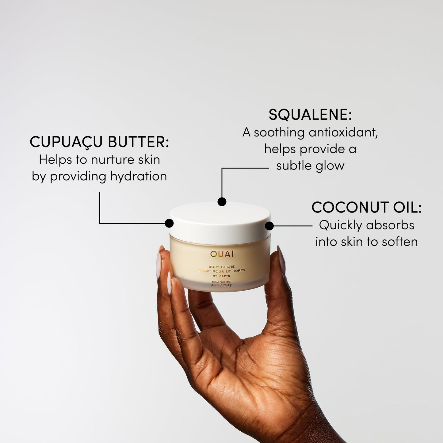 OUAI Body Creme, St. Barts Travel Size - Hydrating Whipped Body Cream with Cupuaçu Butter, Coconut Oil & Squalane - Softens Skin & Delivers Radiant Glow - Sulfate-Free Skin Care (3.4 oz) OUAIBuy Supplements Australia