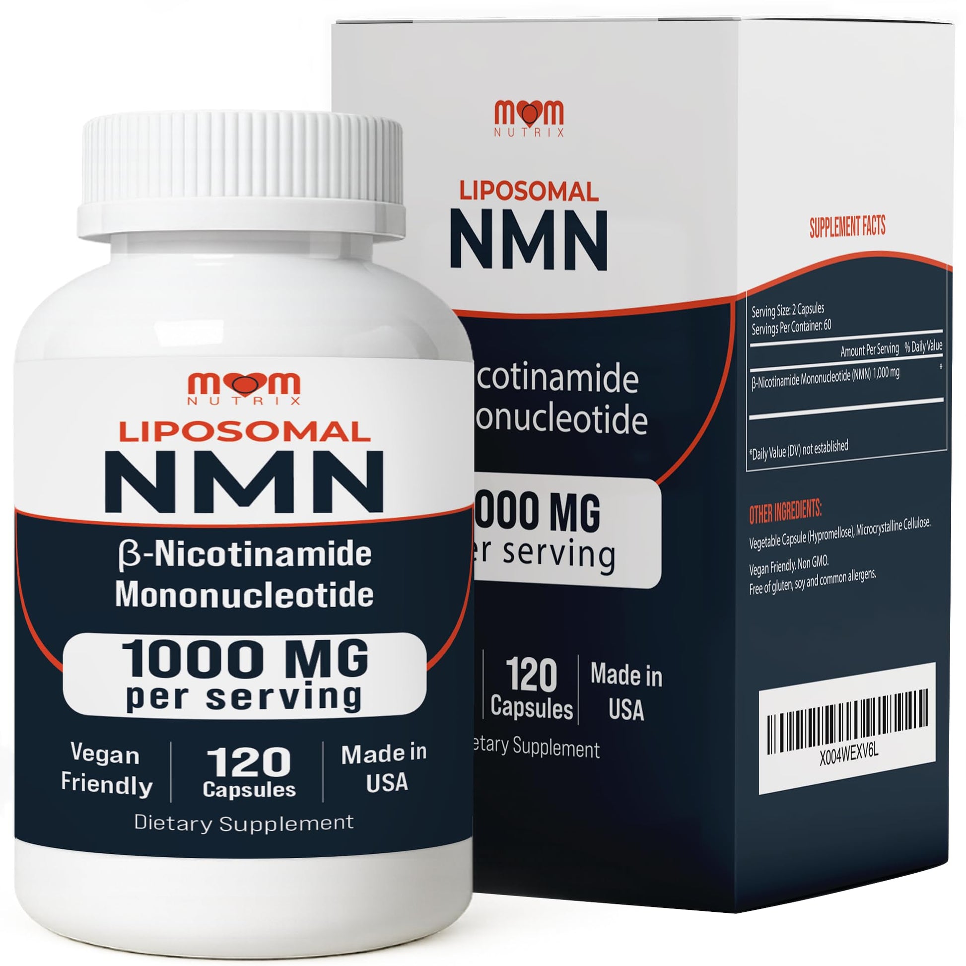 NMN Supplement 1000 mg Pure Nicotinamide Mononucleotide - NAD Precursor for Energy, Cellular Renewal & Longevity Support - Mitochondrial Support 120 Capsules - Vegan, Non GMO, Gluten Free MOM NUTRIXBuy Supplements Australia