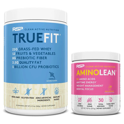 RSP NUTRITION TrueFit Protein Powder (Vanilla 2 LB) with AminoLean Pre Workout Energy RSP NUTRITION