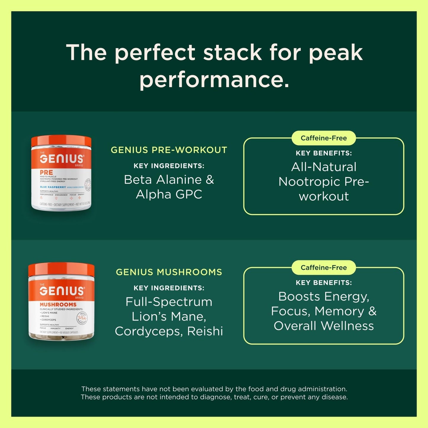 Genius BCAA Powder - 5g Vegan BCAAs L-Glutamine, Cognizin & Rhodiola Muscle Recovery Energy Support 100mg Caffeine Pre, Intra, Post-Workout Nootropic Supplement for Focus & Performance - Orange The Genius BrandBuy Supplements Australia