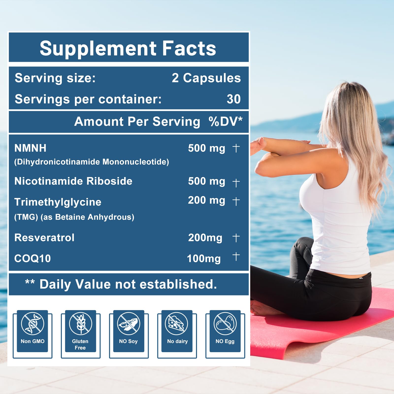 500mg NMNH, NMN Supplement Alternative with NR, TMG, Resveratrol, COQ10, NAD Supplement, Anti Aging, Energy, Boost NAD+ Levels, 60 Capsules inGreensBuy Supplements Australia