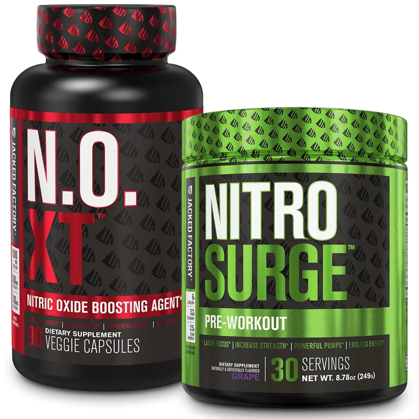 Jacked Factory Nitrosurge Pre-Workout in Grape & N.O. XT Nitric Oxide Booster for Men Jacked Factory