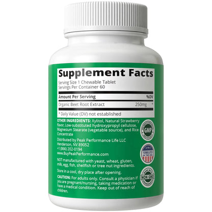 Beet Chews - Great Tasting Beets Chewables With No Added Sugar - Better Than Gummies Peak Performance