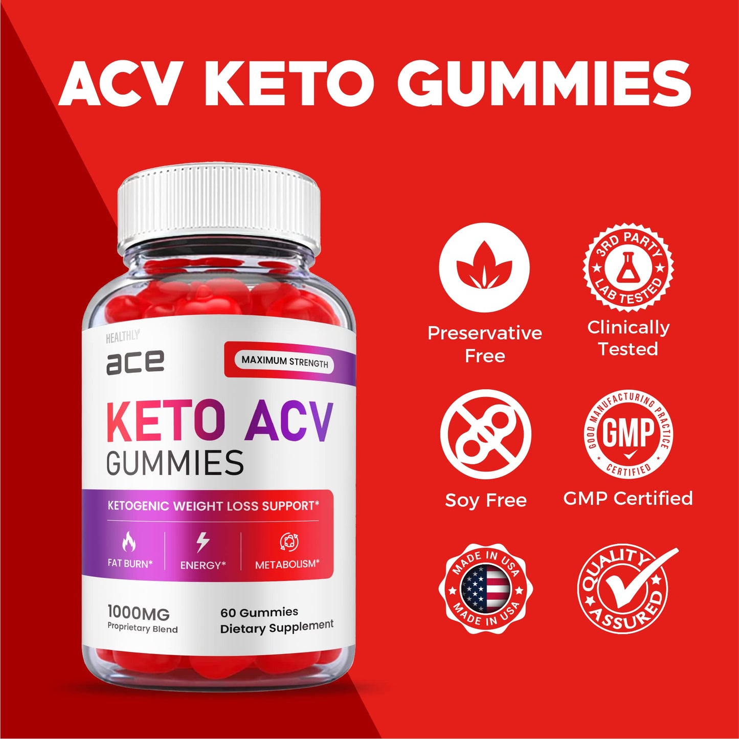 (2 Pack) Ace Keto Gummies - Official Formula, Vegan - Ace Keto ACV Gummies, Keto Ace Gummies Healthly