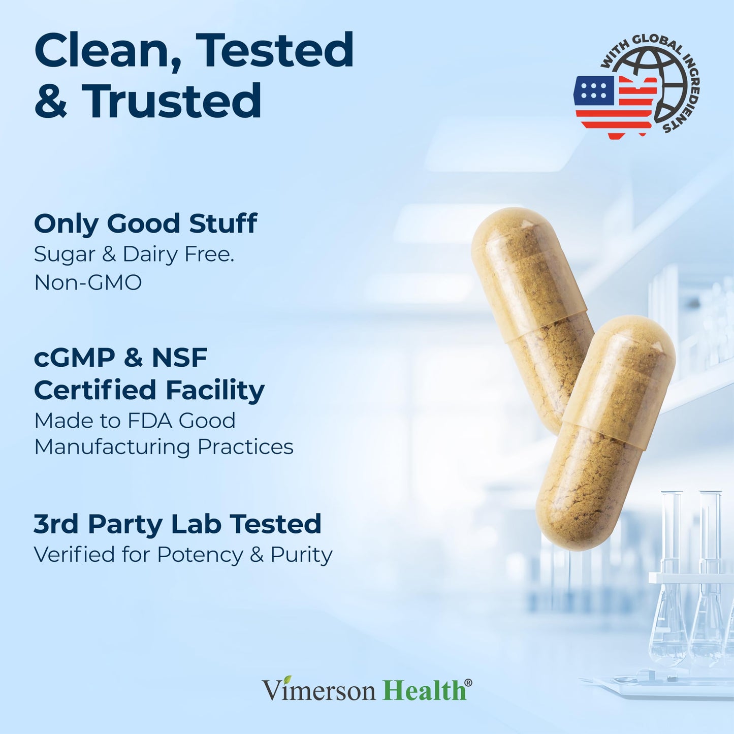 Nootropics Brain Support Supplement - Nootropic Brain Booster for Improved Focus, Concentration & Memory. Brain Nootropic for Brain Health, Mood & Energy Support. Non-GMO. Made in the USA. 60 Capsules Vimerson HealthBuy Supplements Australia