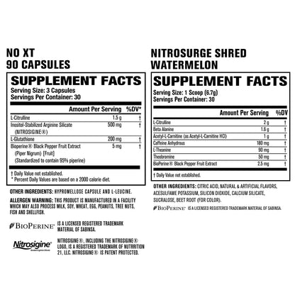 Jacked Factory Nitrosurge Shred Thermogenic Pre-Workout in Watermelon & N.O. XT Nitric Jacked Factory