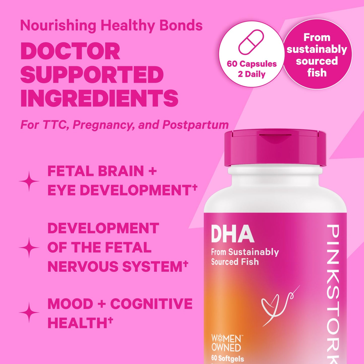 Pink Stork Premium Prenatal Duo: Premium Prenatal Vitamin + DHA, Prenatal Probiotics for Women Pink Stork
