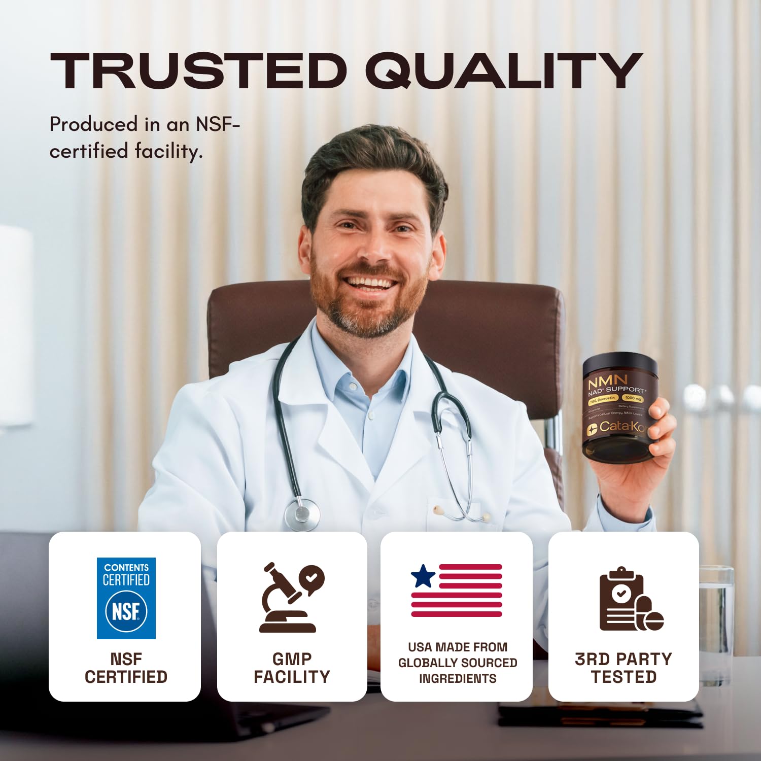 Cata-Kor NMN Supplement – 4-in-1 NAD Supplement with Quercetin | TMG | Resveratrol – NMNH Alternative – Supports Cellular Energy & NAD+ Levels – 60 Capsules – Third-Party Tested (1 Pack) Cata-KorBuy Supplements Australia