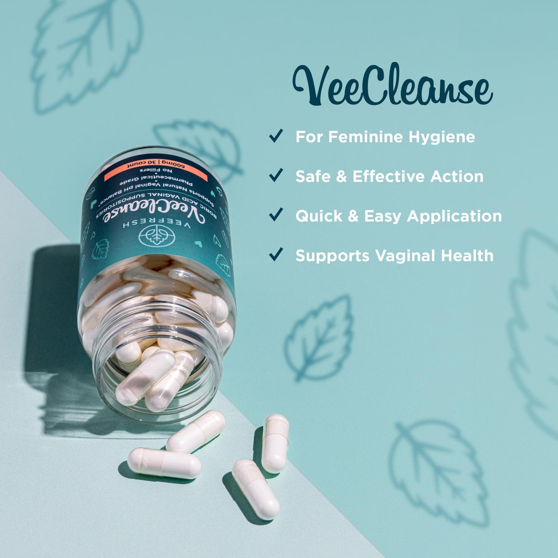 VeeFresh - VeeCleanse Boric Acid Vaginal Suppositories - Vaginal pH Balance Suppositories - Vaginal Odor Control - Feel Fresh, Feminine and Confident VeeFreshBuy Supplements Australia
