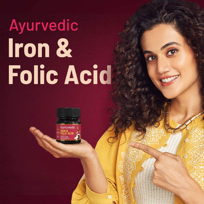 Uxa Gynoveda Iron Folic Acid Supplement | Ayurvedic Blood Builder for Hemoglobin Lost in Periods Uxa