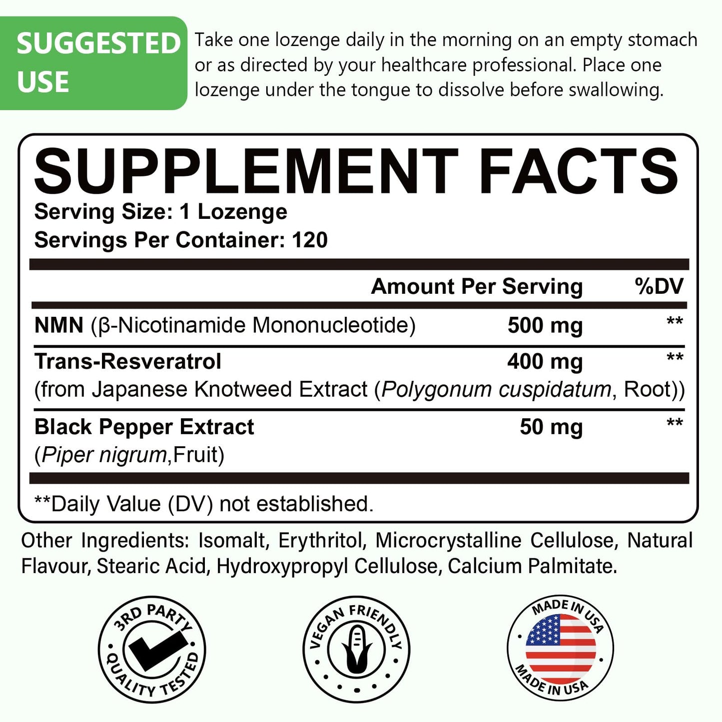 Sublingual NMN 500mg + Trans-Resveratrol 400mg, 3-in-1 Advanced Formula 99% Pure NMN Resveratrol Supplement for Boost* NAD, Cell, Immune, Energy & Muscle, Anti-Aging, 120 Lozenges, 120-Day Supply AscuoliBuy Supplements Australia