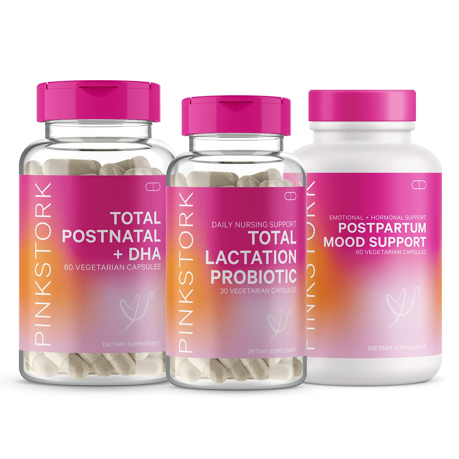 Pink Stork New Mom Necessities Bundle: Postnatal Vitamin with DHA and Folic Acid, Lactation Probiotic Pink Stork