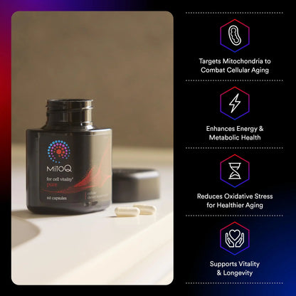 MitoQ Pure Advanced Mitochondria Supplement Superior Bioavailability to CoQ10 | Reduces Free Radical Damage for Healthy Aging, Metabolism, Heart Health, Energy, Strength & Mobility MitoQ buy supplements Au