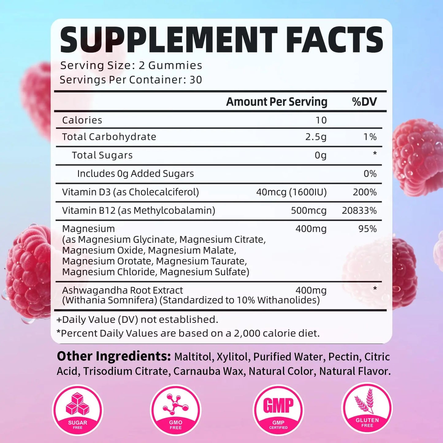 Pack of 2 Magnesium Complex Gummies 400mg, Magnesium Glycinate, Malate, Citrate, Taurate, Oxide & More | w/Ashwagandha Extract, D3 & B12 for Calm, Zzz, Relaxation, Raspberry Flavor, 120 Count YUULAI buy supplements Au