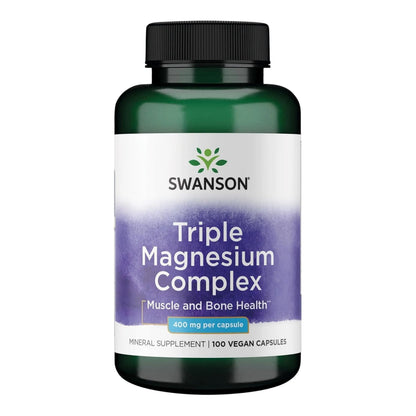 Swanson Triple Magnesium Complex supplement bottle on a white background