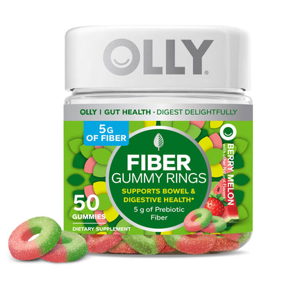 OLLY The Essential Prenatal Gummy Multivitamin, 30 Day Supply (Gummies) & Fiber Gummy Rings OLLY