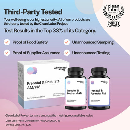 Pregnancy Bundle: Premium Bioavailable Prenatal & Postnatal Vitamins for Women with DHA, Folate & Iron Wholesome Story