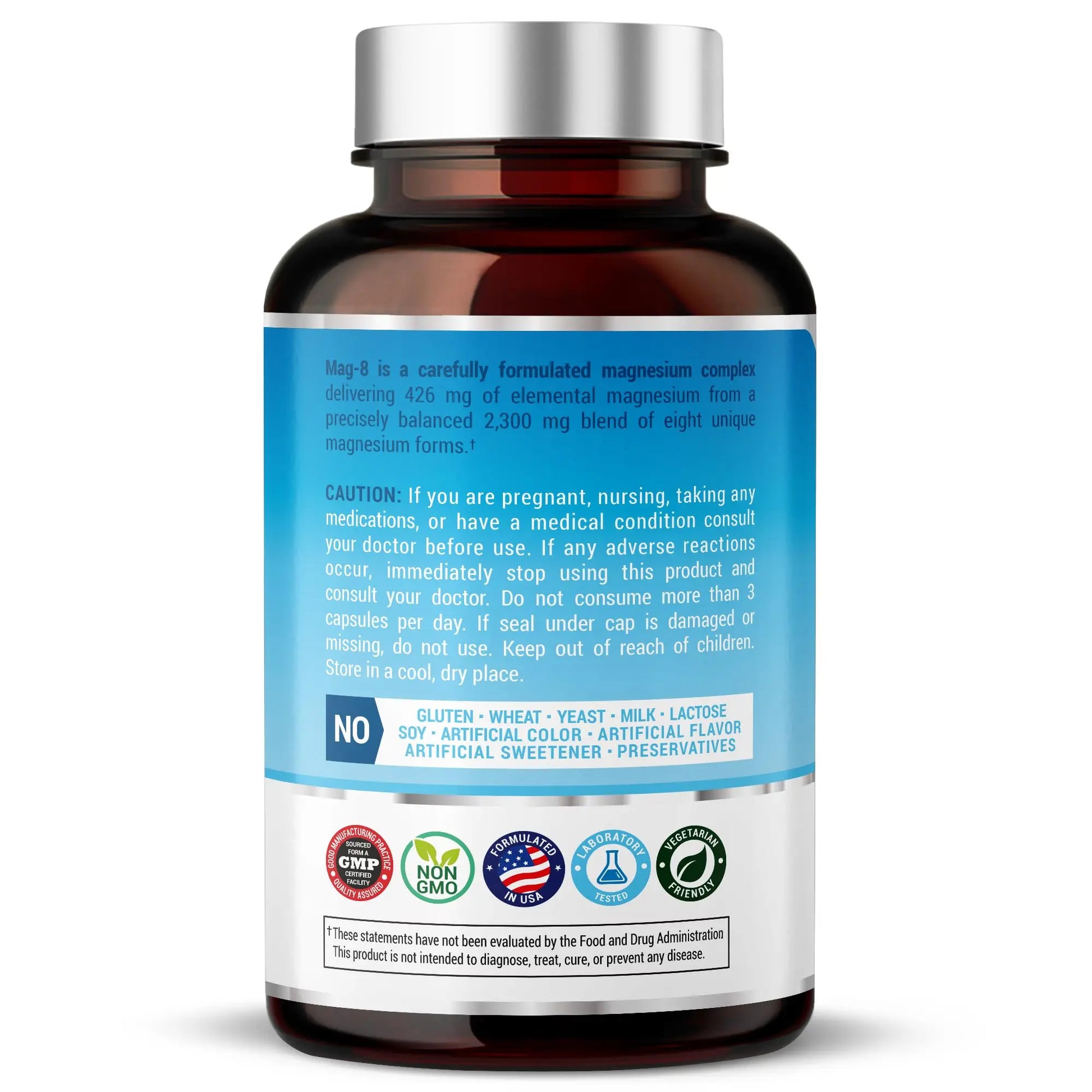 8 in 1 Magnesium Complex for Women & Men 426mg | 180 Vegan Capsules | MAG-8 Blend: Citrate, Bisglycinate, Malate, & More | Non-GMO Magnesio Complex Supplement | Provides 100% Daily Recommended Value Teraputics buy supplements Au