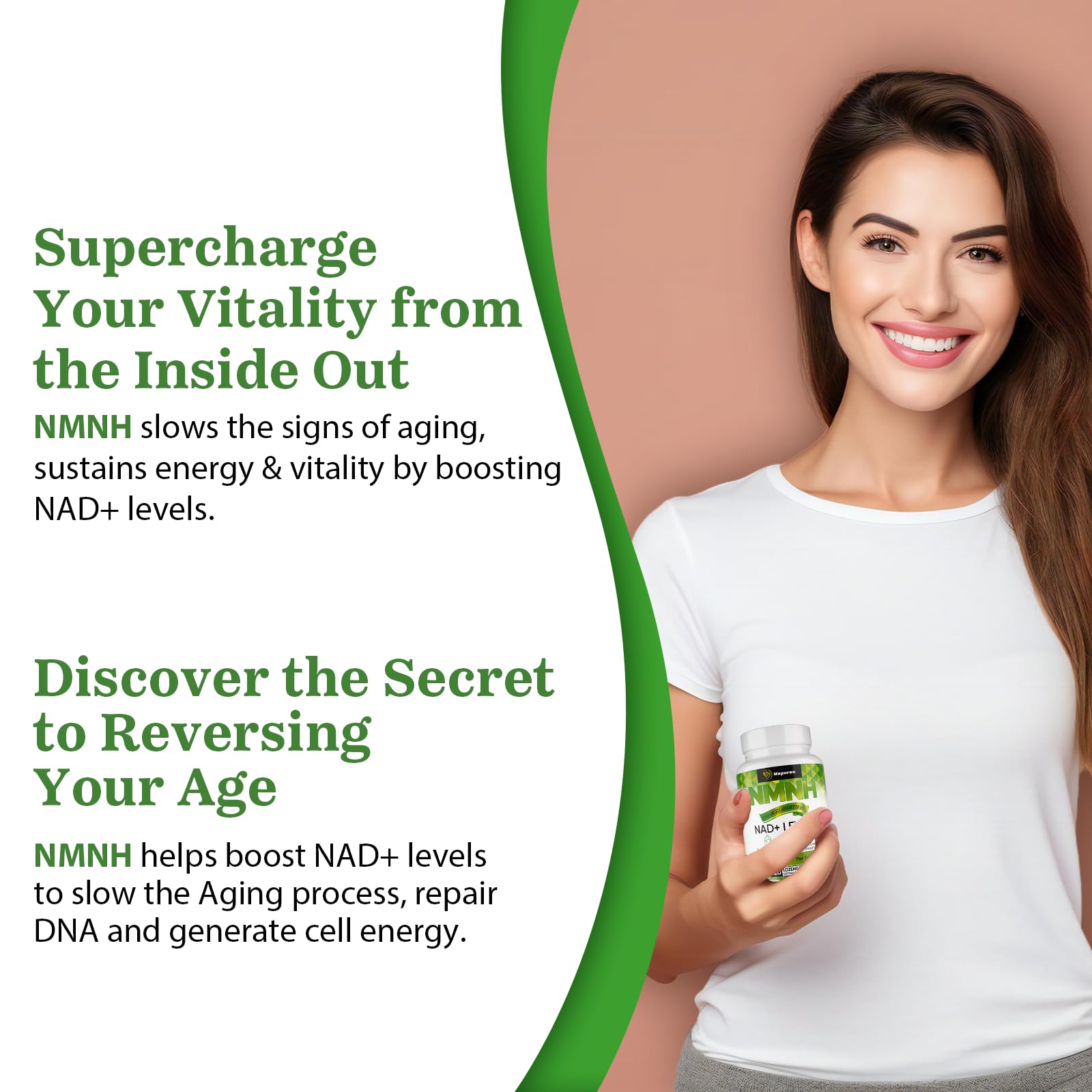 Mapurwn NMNH (Dihydronicotinamide Mononucleotide), NMN Supplement, 500mg per Serving NAD Supplement to Boost NAD+ Levels As We Age for Women & Men, Anti-Aging, Energy, Focus, 120 Count MapurwnBuy Supplements Australia