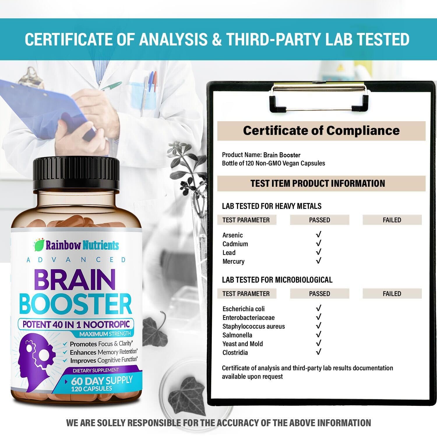 40-in-1 Brain Booster Supplements for Memory, Focus, Clarity, Energy, Performance Rainbow Nutrients, LLCBuy Supplements Australia