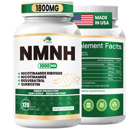 NMNH(Dihydronicotinamide Mononucleotide),NMNH Supplement 1000mg Pure Nicotinamide Mononucleotide,NAD High Purity Supplement Alternative,for Energy,Focus,Non-GMO, Gluten Free,120 Capsules VPKINBuy Supplements Australia