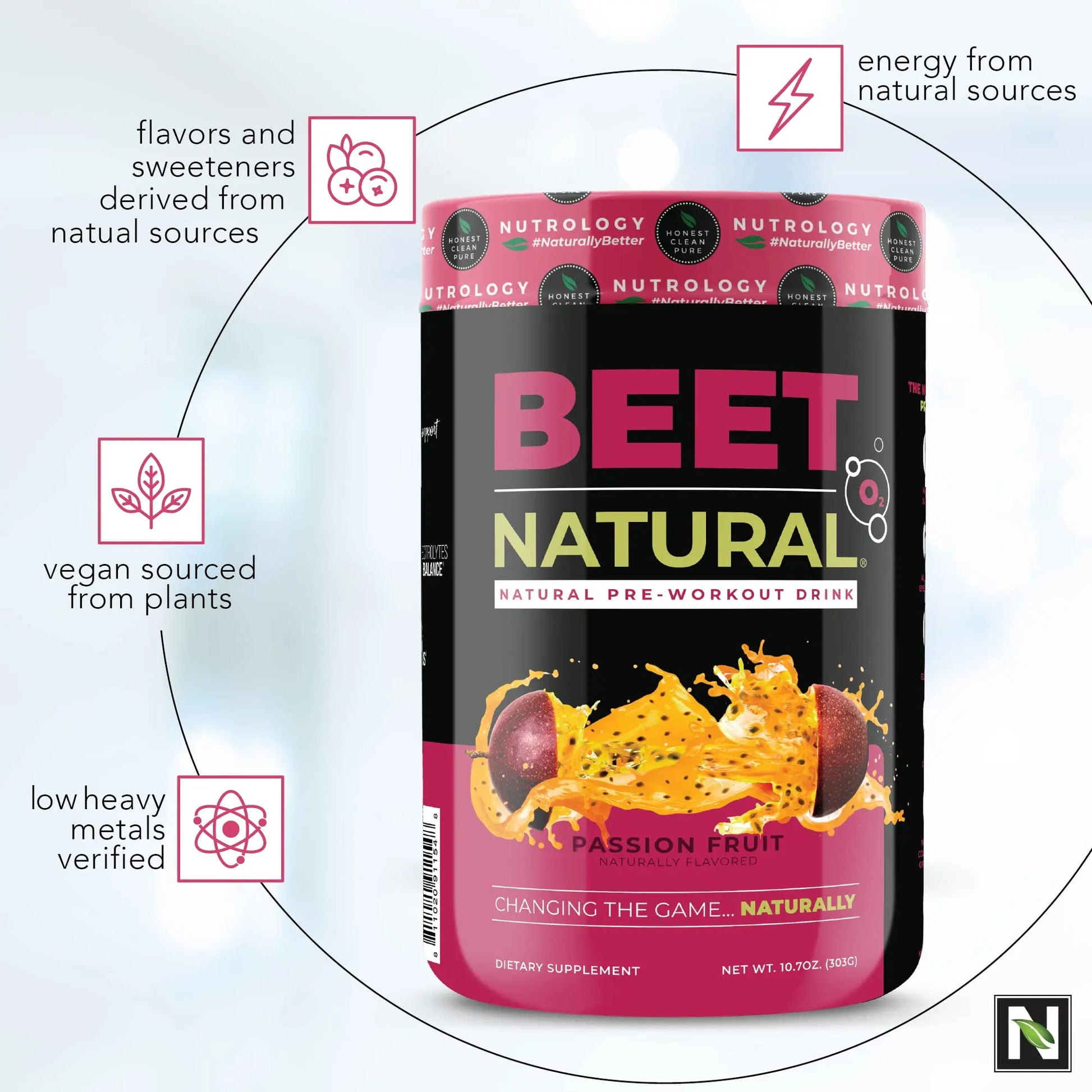 Nutrology Beet Natural O2, Pre Workout Powder, Energy, Endurance; Nitric Oxide Booster Nutrology