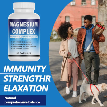 Magnesium Complex Supplement - 8 Elemental Magnesium 1000mg - Glycinate, Citrate, Malate, Taurate Chelated | Easy Absorption, Energy Support | Vegan Non-GMO, 90 Capsules (1pc) KFUKFU buy supplements Au
