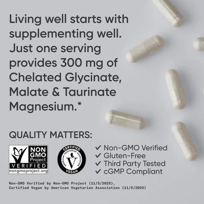 Sports Research® Chelated Triple Magnesium Complex with Glycinate, Taurinate & Malate (Chelamax®) for Enhanced Bioavailability* - 300 mg per Serving, Non-GMO, Certified Vegan, 120 Veggie Capsules Sports Research buy supplements Au