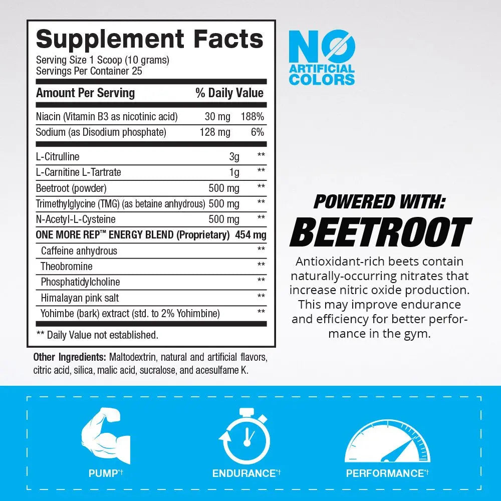 BPI Sports One More Rep Pre-Workout Powder - Increase Energy and Stamina - Intense BPI Sports