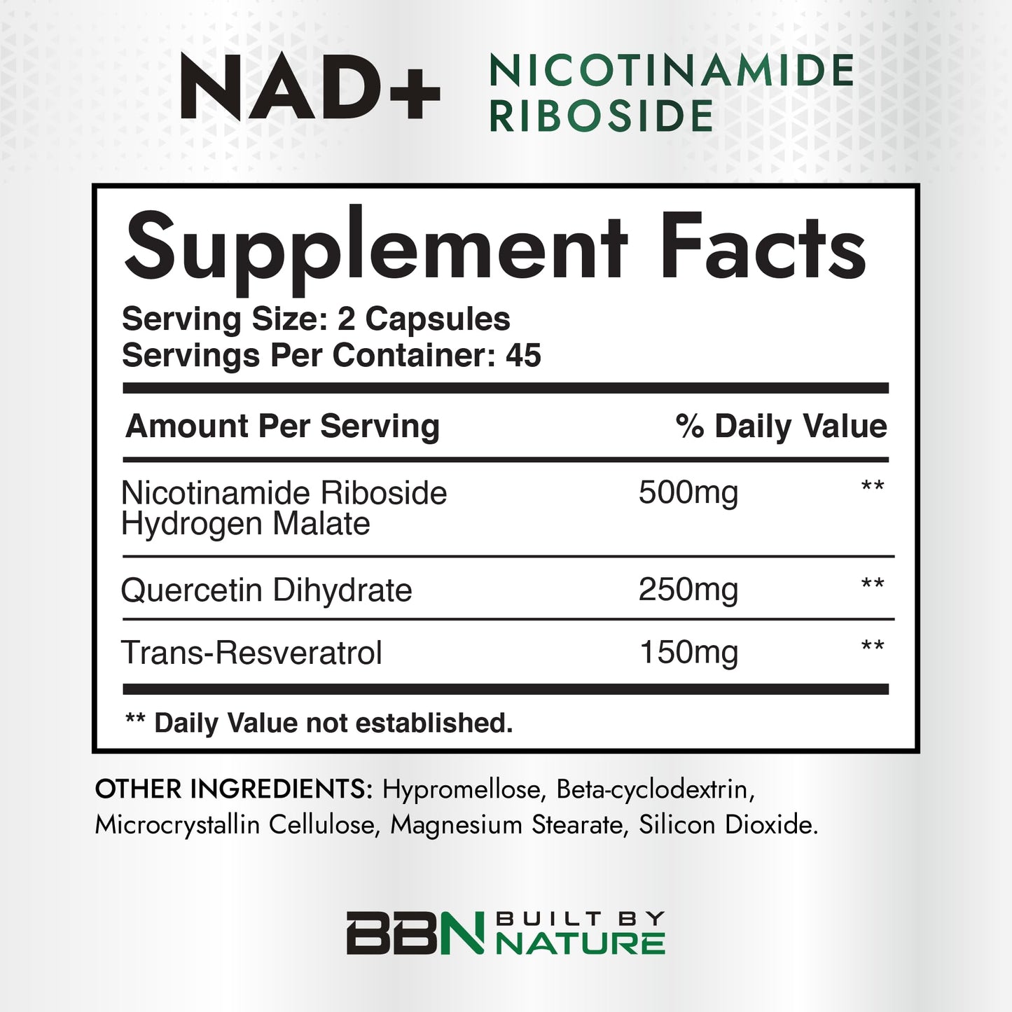 Built by Nature NAD Supplement – NAD+ Nicotinamide Riboside with Resveratrol & Quercetin 900mg Formula – NMN Alternative Supplement for Energy, Cellular Health & Anti-Aging – 90 Capsules Built by NatureBuy Supplements Australia