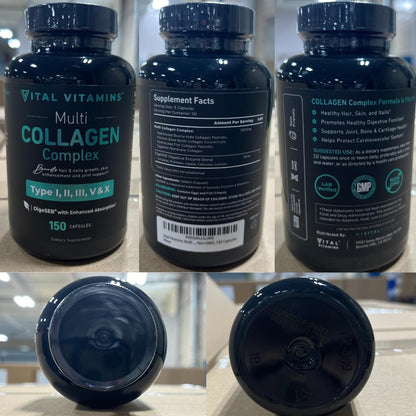 Vital Vitamins Multi Collagen Capsules - Type I, II, III, V, X - Grass-Fed, Collagen Peptides Supplements, Non-GMO - for Men & Women - 150 Count Vital VitaminsBuy Supplements Australia