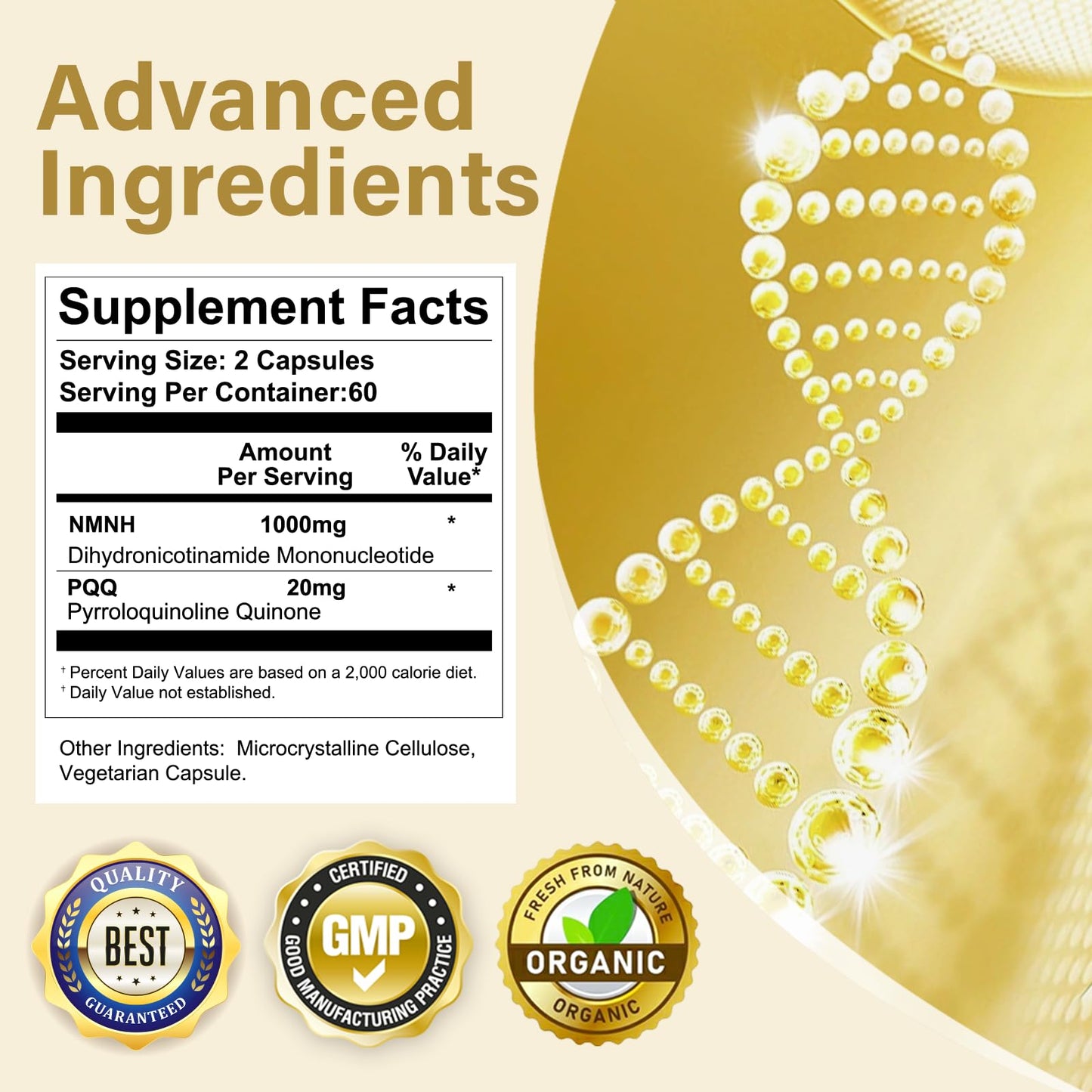 120 Capsules-NMNH (Dihydronicotinamide Mononucleotide), NAD Supplement to Boost NAD+ Levels as We Age (May Be More Effective Than Nicotinamide Riboside), NMNH Supplement for Anti-Aging VVQBuy Supplements Australia