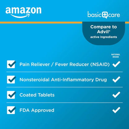 Amazon Basic Care Ibuprofen Tablets, Fever Reducer and Pain Relief from Body Aches, Headache, Arthritis Pain and More, Brown 200 Count Amazon Basic CareBuy Supplements Australia
