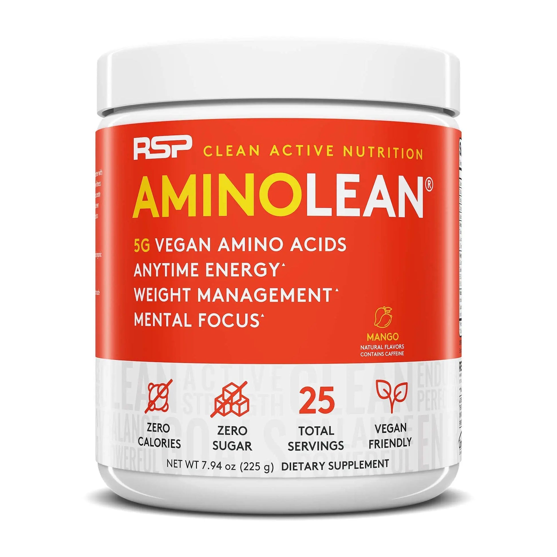 RSP NUTRITION Vegan AminoLean Pre Workout Energy (Mango 25 Servings) with AminoLean RSP NUTRITION