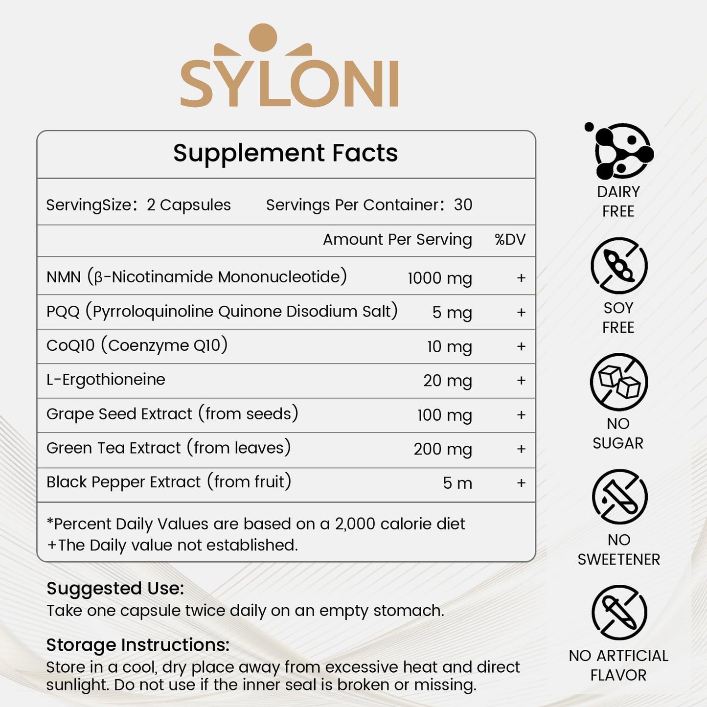 Syloni NMN Supplement 1000mg, 99% Pure NMN 4-in-1 NAD+ Booster with PQQ, CoQ10, L-Ergothioneine, 60 Capsules Nicotinamide Mononucleotide - Anti-Aging, Energy Boost, DNA Repair for Adults, Vegan SyloniBuy Supplements Australia
