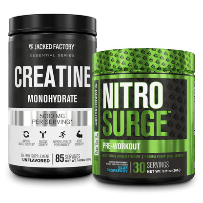 Nitrosurge Pre-Workout & Creatine Monohydrate - Pre Workout Powder With Creatine Jacked Factory
