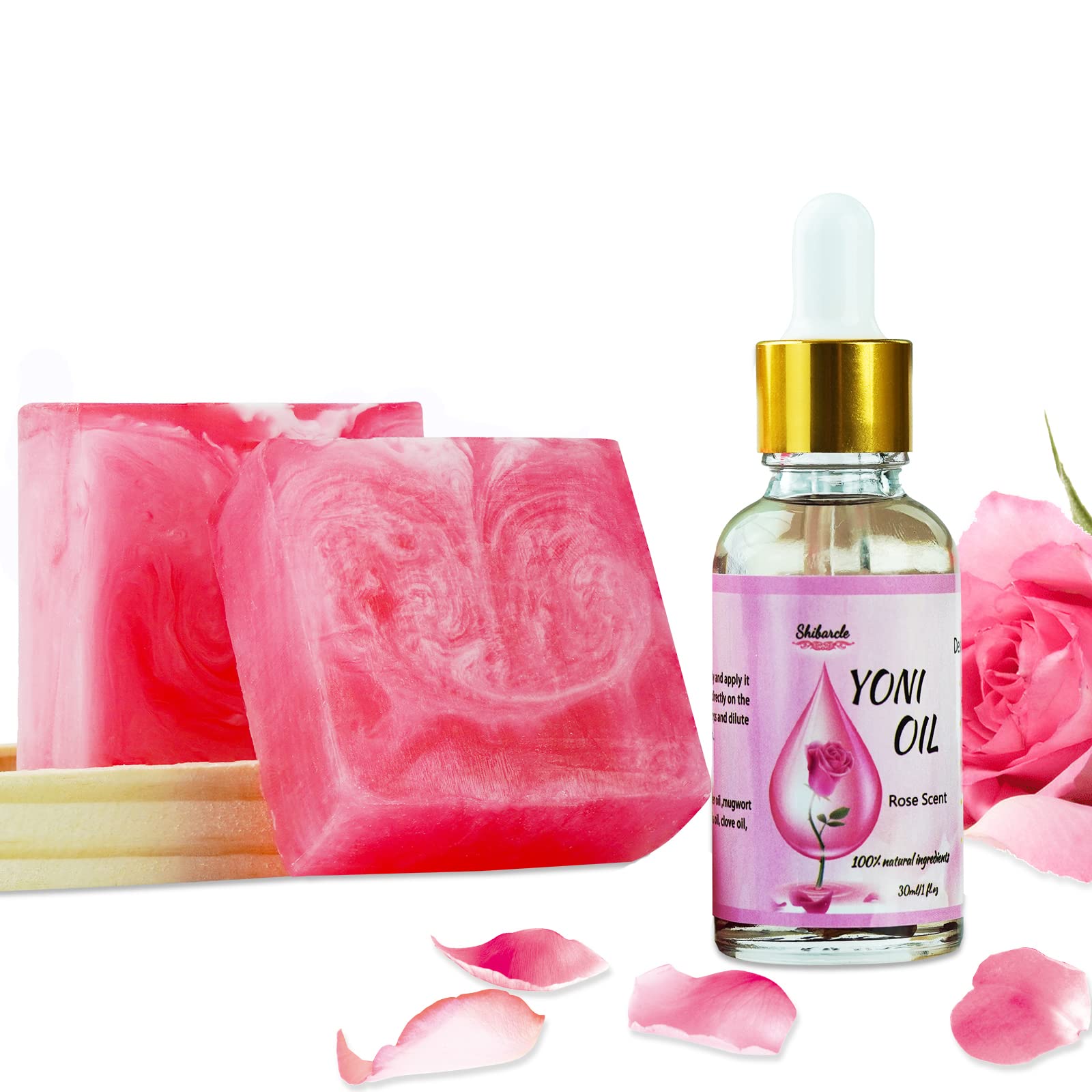 Yoni Soap Bars and Natural Yoni Oil Set, Yoni Oil Vaginal Wash for Women Feminine Wash Vaginial Shibarcle